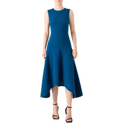 Akris Punto Asymmetric Hem Sleeveless Jersey Dress In Blue