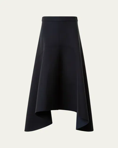 Akris Punto Asymmetrical Neoprene Midi Skirt In Black