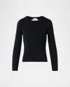 Akris Punto Back-cutout Rib Knit Crewneck Sweater In Black