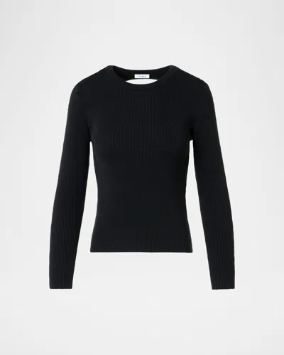 AKRIS PUNTO BACK-CUTOUT RIB KNIT CREWNECK SWEATER