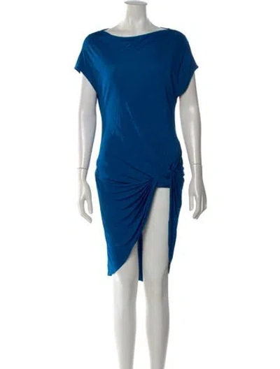 Pre-owned Akris Punto Bateau Neckline Knee-length Dress In Blue