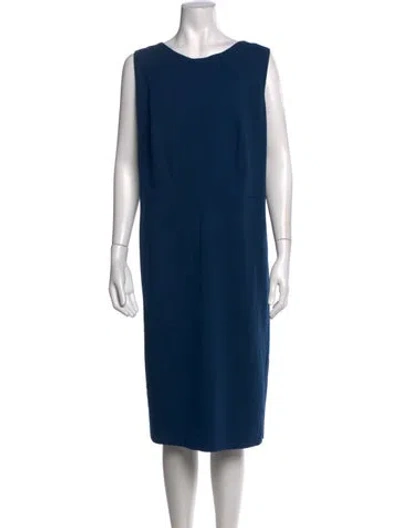 Pre-owned Akris Punto Bateau Neckline Knee-length Dress In Blue