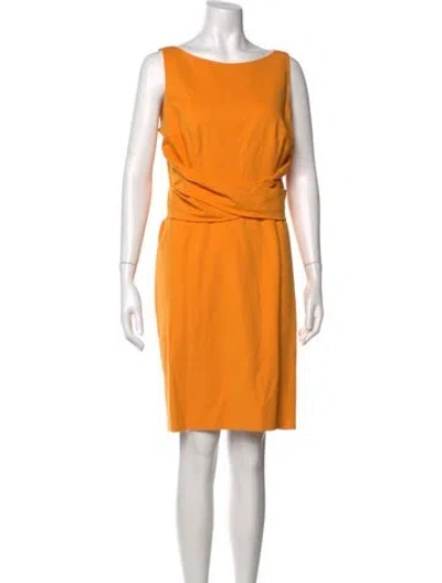 Pre-owned Akris Punto Bateau Neckline Knee-length Dress In Orange