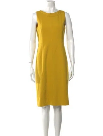 Pre-owned Akris Punto Bateau Neckline Knee-length Dress In Yellow