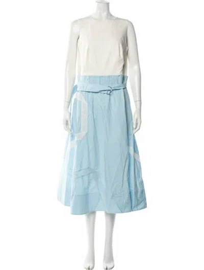 Pre-owned Akris Punto Bateau Neckline Long Dress In Blue
