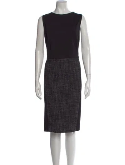 Pre-owned Akris Punto Bateau Neckline Midi Length Dress In Black