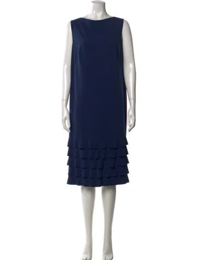 Pre-owned Akris Punto Bateau Neckline Midi Length Dress In Blue