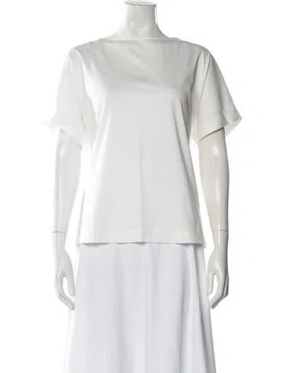 Pre-owned Akris Punto Bateau Neckline Short Sleeve Top In White