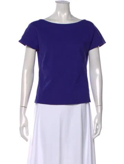 Pre-owned Akris Punto Bateau Neckline Short Sleeve T-shirt In Blue