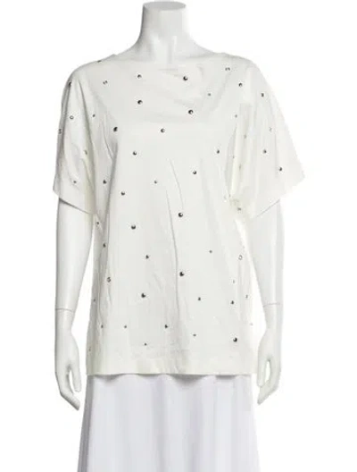 Pre-owned Akris Punto Bateau Neckline Short Sleeve T-shirt In White