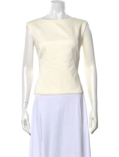 Pre-owned Akris Punto Bateau Neckline Sleeveless Top In White