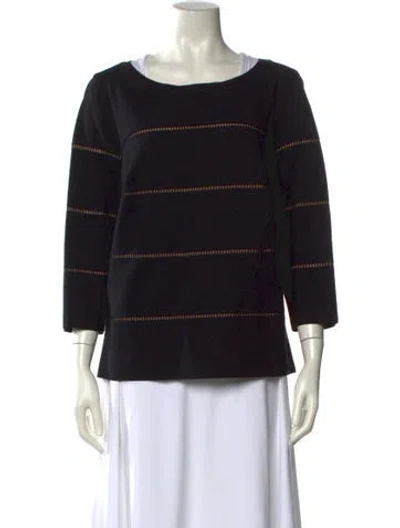 Pre-owned Akris Punto Bateau Neckline Three-quarter Sleeve Sweatshirt In Black