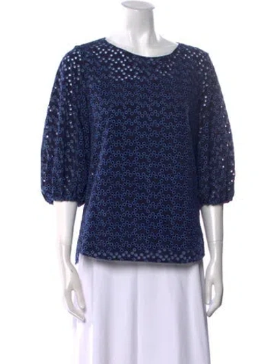 Pre-owned Akris Punto Bateau Neckline Three-quarter Sleeve Sweatshirt In Blue