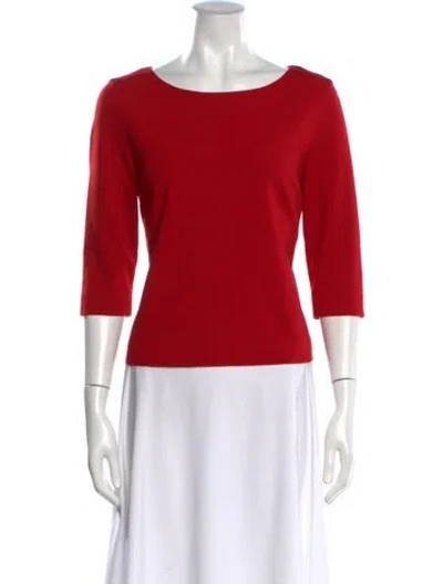 Pre-owned Akris Punto Bateau Neckline Three-quarter Sleeve Top In Red