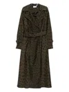 Akris Punto Belted Animal-print Coat In Green