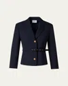Akris Punto Belted Button Down Blazer In Navy