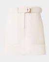 Akris Punto Belted Denim Miniskirt In Cashew