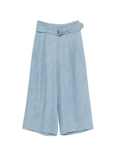 Akris Punto Belted Cropped Trousers In Blue