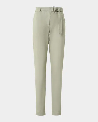 Akris Punto Belted Denim Straight-leg Pants In Green
