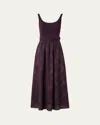 Akris Punto Belted Eyelet-embroidered Cotton Midi Dress In Purple