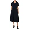 Akris Punto Belted Snap Button Midi Dress In Navy