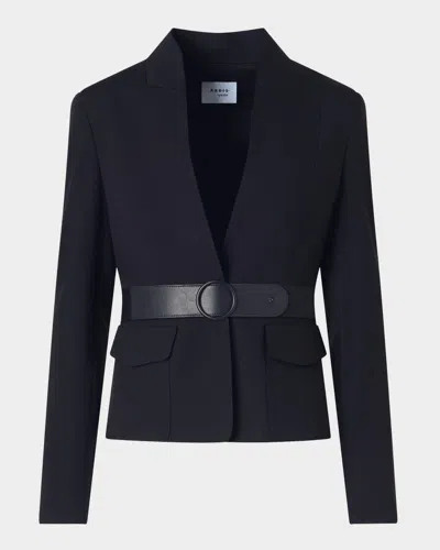Akris Punto Belted Signature Viscose Jersey Jacket In Black