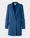 Akris Punto Belted Single-breasted Long Blazer Jacket In Navy