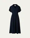 Akris Punto Belted Snap Button Midi Dress In Navy