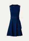 Akris Punto Belted Stretch Denim Short Dress With Eyelet Applications In Ink Denim