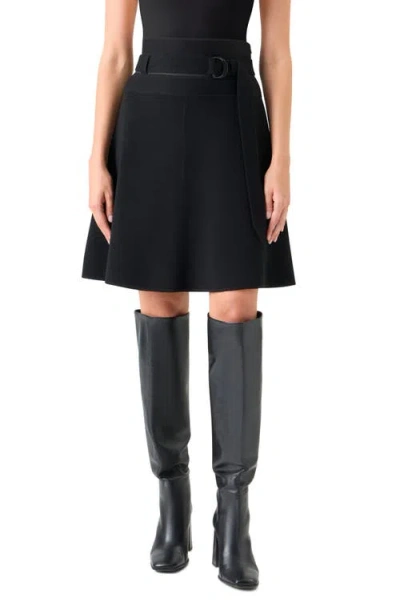 Akris Punto Belted Wool Blend Sweater Skirt In Blue