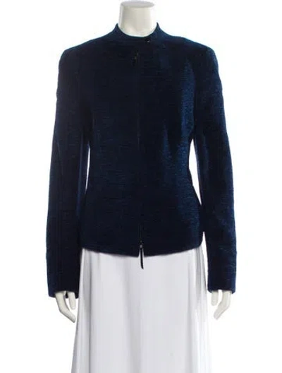 Pre-owned Akris Punto Biker Jacket In Blue