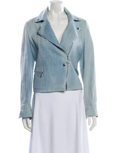 Pre-owned Akris Punto Biker Jacket In Blue