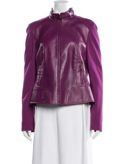 Pre-owned Akris Punto Biker Jacket In Purple