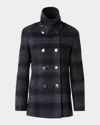 Akris Punto Blurred Check Brushed Wool Peacoat In Gray