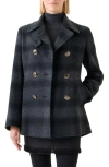 Akris Punto Blurred Check Brushed Wool Peacoat In Black