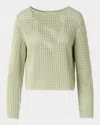 Akris Punto Boat-neck Chunky Cotton Mesh Knit Sweater In Green
