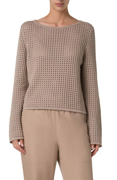 Akris Punto Boat Neck Dot Mesh Sweater In Beige