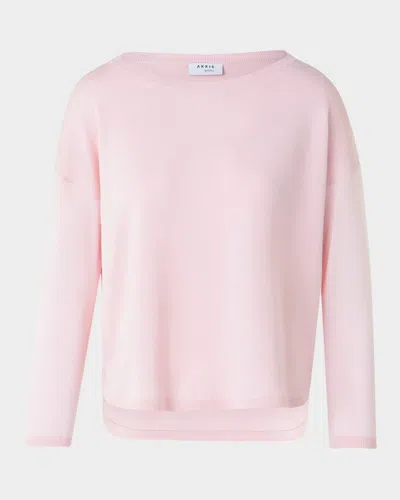 Akris Punto Boat-neck Merino Wool Boxy Sweater In Pink