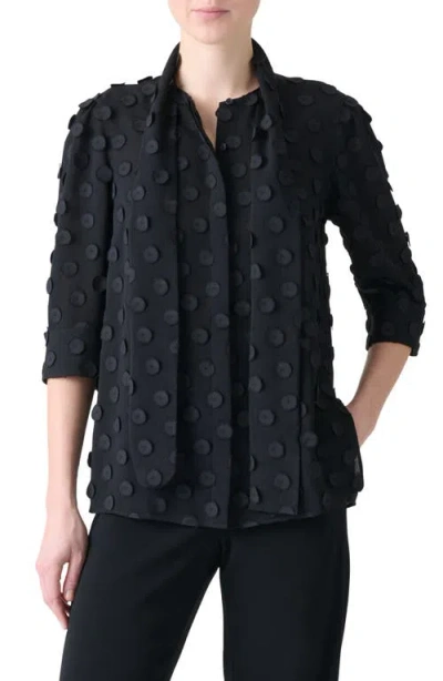 AKRIS PUNTO AKRIS PUNTO BOHO CLIP DOT TECHNO GEORGETTE SCARF NECK SHIRT