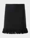 Akris Punto Boucle Tweed Fringed Mini Skirt In Black