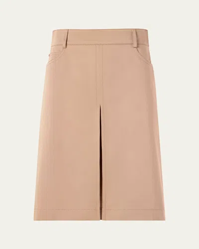 Akris Punto Box Pleat Cotton Gabardine A-line Skirt In Pink