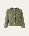 Akris Punto Boxy Diamond Eyelet Cotton Poplin Jacket In Green