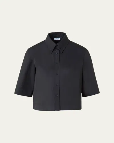 AKRIS PUNTO BOXY POPLIN CROPPED BLOUSE