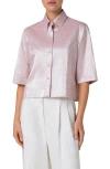 Akris Punto Boxy Short Sleeve Button-down Shirt In Pale Pink