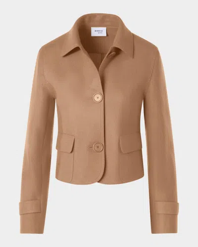 Akris Punto Boxy Wool-blend Jacket In Brown