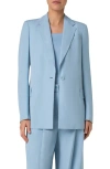 Akris Punto One-button Linen Boyfriend Blazer In Sky