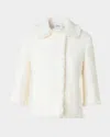 Akris Punto Bracelet-sleeve Fringed Boucle Tweed Jacket In White