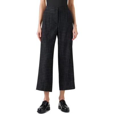 Akris Punto Broken Check Twill Crop Pants In Black