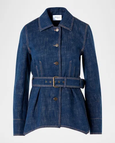 Akris Punto Brushed Denim Jacket In Blue