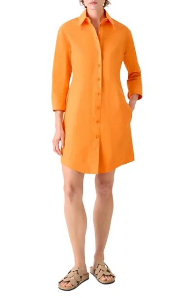 Akris Punto Button-up Mini Shirt Dress In Orange